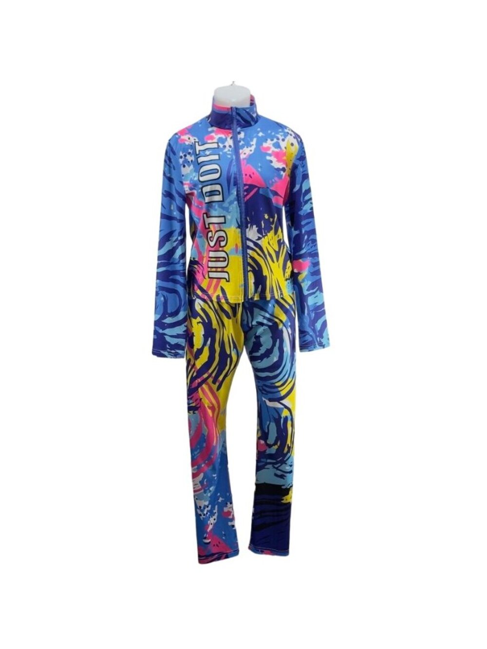 "JUST DO IT" Full-Zip Tracksuit Multicolor Print Size XXL